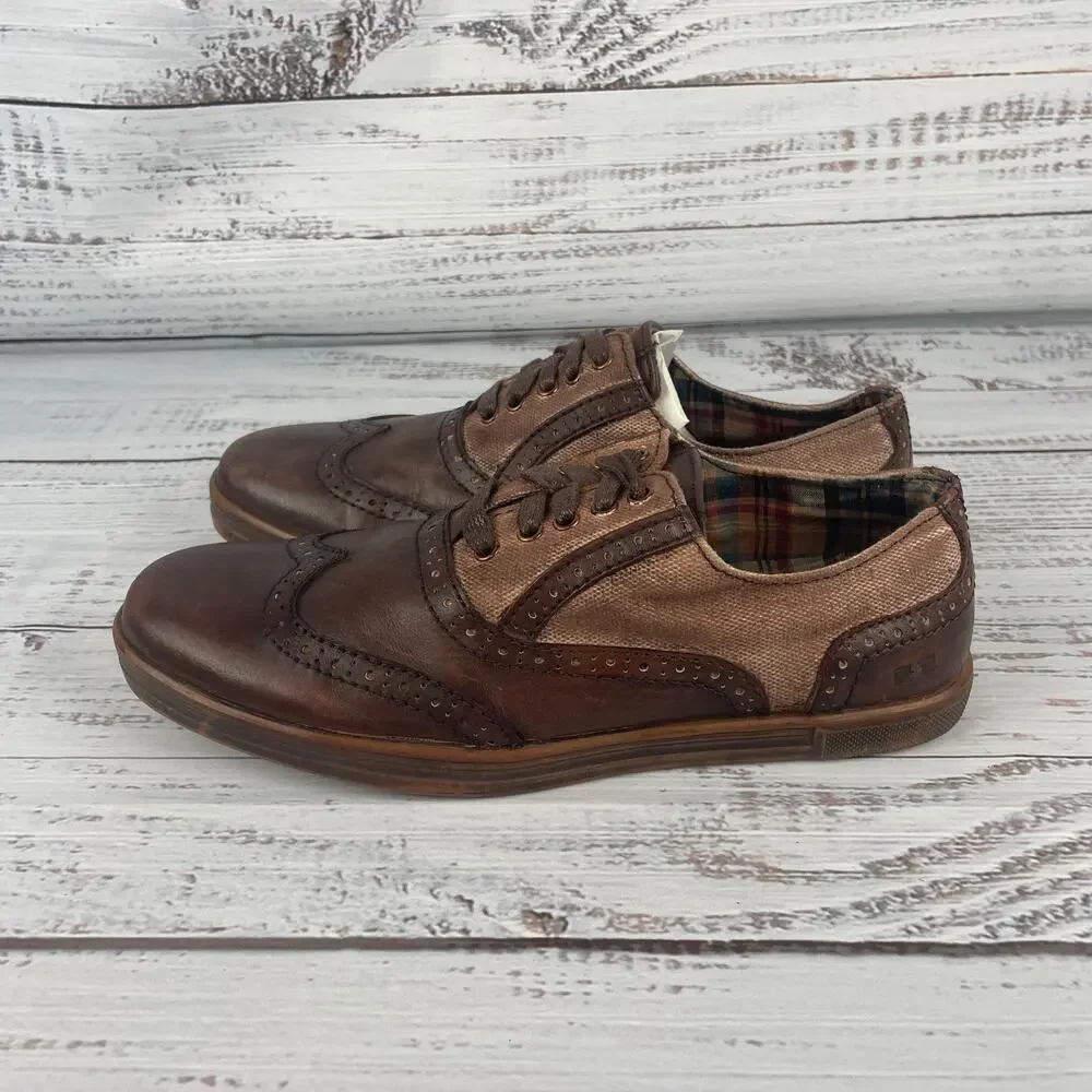 Bed Stu Quinn Mens Sz 9.5 Oxford Shoes Wingtip Brown Lea